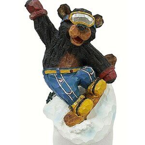 Vintage Snow Boarding Bear Natures Characters Collection Resin Circle Rare